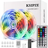 Ksipze Tiras LED 10m Luces LED RGB con Control Remoto y Fuente de Alimentación de 12V- 20 Colores y 8 Modos de Escena…
